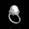 Approx. 11.5 - 12.0 mm, White South Sea Pearl, Solitaire Pearl Halo Ribbon Ring