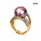 Approx. 13.0 - 14.0 mm, Edison Pearl, Four Stripes Crown Solitaire Pearl Ring