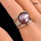 Approx. 13.0 - 14.0 mm, Edison Pearl, Four Stripes Crown Solitaire Pearl Ring