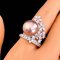 Approx. 12.0 - 13.0 mm, Edison Pearl, Flower Bunch CZ Solitaire Pearl Ring