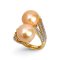 Approx. 12.0 mm, Edison Pearl, Flame Torch Zircon Paved Solitaire Pearl Ring