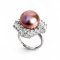 Approx. 13.0 mm, Edison Pearl, Solitaire Pearl Octagon Halo CZ Ring