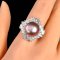 Approx. 13.0 mm, Edison Pearl, Solitaire Pearl Octagon Halo CZ Ring