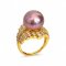 Approx. 12.5 - 13.0 mm, Edison Pearl, "Bricks" Solitaire Pearl CZ Ring