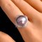 Approx. 13.0 mm, Edison Pearl, Solitaire Pearl Halo Wave CZ Ring