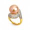 Approx. 12.0 - 13.0 mm, Edison Pearl, Palm Leaf Solitaire Pearl CZ Ring