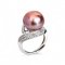 Approx. 13.0 mm, Edison Pearl, "Eye of Andaman Sea" Solitaire Pearl Halo White Topaz Ring