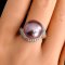 Approx. 13.0 mm, Edison Pearl, "Eye of Andaman Sea" Solitaire Pearl Halo White Topaz Ring