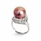 Approx. 12.0 mm, Edison Pearl, Solitaire Pearl Royal Halo CZ Ring