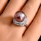 Approx. 12.0 mm, Edison Pearl, Solitaire Pearl Royal Halo CZ Ring