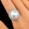 Approx. 12.8 - 13.0 mm, White South Sea Pearl, Spinner Halo CZ Pearl Ring