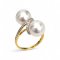9.7 mm and 9.7 mm, White South Sea Pearl, Double Pearl Shoulder Diamond Paved Ring