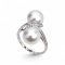 9.5 mm and 9.6 mm, White South Sea Pearl, Twin Pearl Diamond Ring