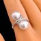 9.5 mm and 9.6 mm, White South Sea Pearl, Twin Pearl Diamond Ring