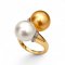 12.7 mm and 13.2 mm, White and Gold South Sea Pearl, Duo Pearl Open Ring