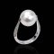 11.7 mm, White South Sea Pearl, Solitaire Pearl Shoulder Diamond Paved Ring