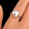 11.7 mm, White South Sea Pearl, Solitaire Pearl Shoulder Diamond Paved Ring