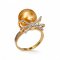 12.6 mm, Gold South Sea Pearl, Bow Diamond Pearl Ring