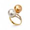 11.0 mm and 11.1 mm, Gala Gold & White South Sea Pearl, Twin Pearl Band Ring