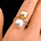 11.0 mm and 11.1 mm, Gala Gold & White South Sea Pearl, Twin Pearl Band Ring