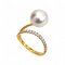 10.55 mm, White South Sea Pearl, Solitaire Pearl Diamond Band Ring
