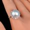 12.9 mm, White South Sea Pearl, Solitaire Pearl Halo Diamond Ring