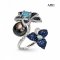 9.9 mm, Tahitian Pearl, Blue Flower Pearl Open Ring
