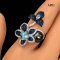 9.9 mm, Tahitian Pearl, Blue Flower Pearl Open Ring