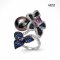 10.1 mm, Tahitian Pearl, Blue Flower Pearl Open Ring