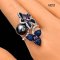 10.1 mm, Tahitian Pearl, Blue Flower Pearl Open Ring
