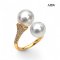 Approx. 9.0 mm, White South Sea Pearl, Twin Pearl Open Ring