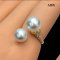 Approx. 9.0 mm, White South Sea Pearl, Twin Pearl Open Ring