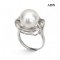 Approx. 13.0 mm, White South Sea Pearl, Flower Wreath Halo CZ Solitaire Pearl Ring