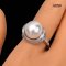 Approx. 12.0 mm, White South Sea Pearl, Double Bowl Halo CZ Solitaire Pearl Ring