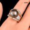 13.5 mm, Tahitian Pearl, Four Stripes Crown CZ Solitaire Pearl Ring