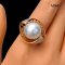 Approx. 13.0 mm, White South Sea Pearl, Bird Nest Pearl Ring