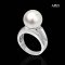 14.7 mm, White South Sea Pearl, Solitair Pearl Men Ring Shoulder Edge Diamond Paved