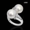 Approx. 10.0 mm, White South Sea Pearl, Duo Pearl Open Ring