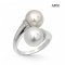 Approx. 10.0 mm, White South Sea Pearl, Duo Pearl Open Ring