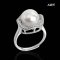 Approx. 9.0 mm up, White South Sea Pearl, Solitaire Pearl Spriral Halo CZ Ring