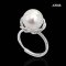 Approx. 10.0 mm, White South Sea Pearl, Solitaire Pearl Flower Cup CZ Ring