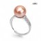 Approx. 9.0 mm, Edison Pearl, Solitaire Pearl Shoulder CZ Paved Ring