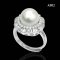 Approx. 9.0 mm, Edison Pearl, Solitaire Pearl Octagon Halo CZ Ring