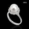 Approx. 9.0 mm, White South Sea Pearl, Solitaire Pearl Halo CZ Ring