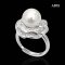 Approx. 9.0 mm, White South Sea Pearl, Solitaire Pearl Flower Ring