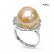 Approx. 13.0 mm, Edison Pearl, Solitaire Pearl Flower CZ Paved Ring