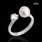 Approx. 6.0 mm, Akoya Pearl, Solitaire Pearl & CZ Open Ring