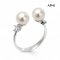Approx. 6.0 mm, Moonlight Lot, Akoya Pearl, Double Pearl Open Ring