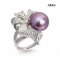 Approx. 12.5 mm, Edison Pearl, Bow CZ Paved Solitaire Pearl Ring