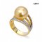 Approx. 11.0 - 12.0 mm, Gold South Sea Pearl, Four Stripe Solitaire Pearl Ring